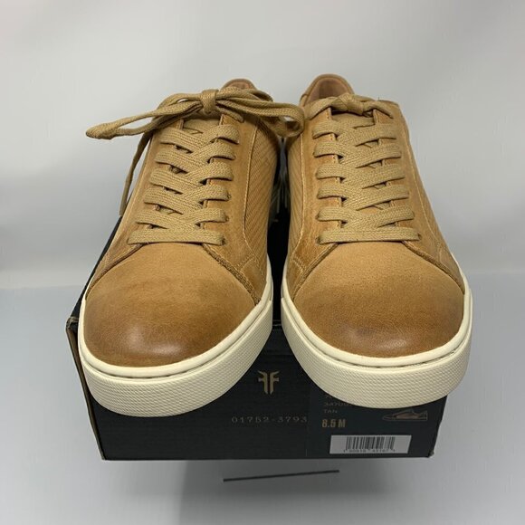 Frye Ivy Sneakers Size 8.5 Tan Leather Diamond NIB New - Picture 3 of 8